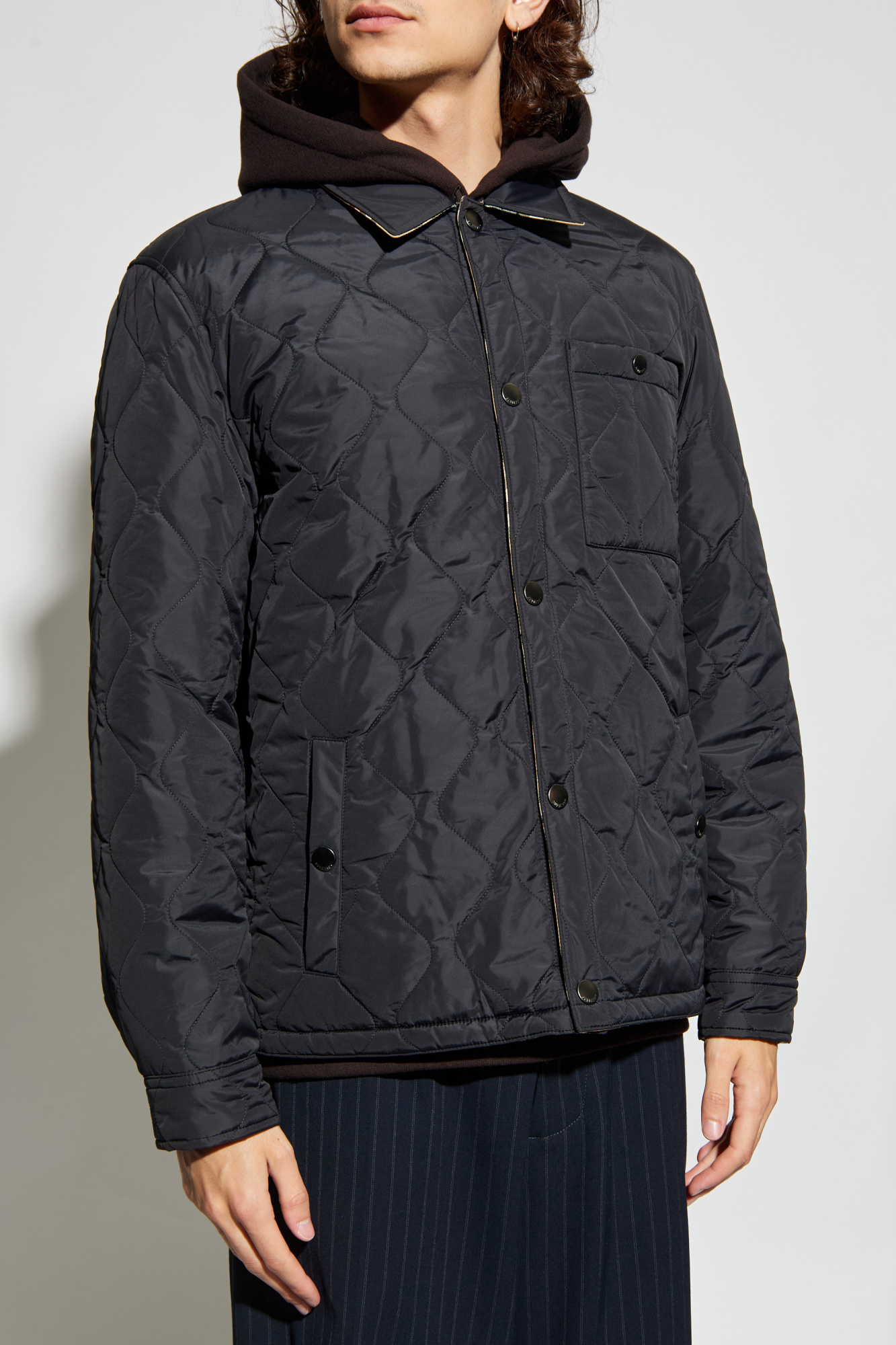 Burberry ジャケット Burberry Check-Pattern Hooded Zip-Up Polyamide Jacket, Size